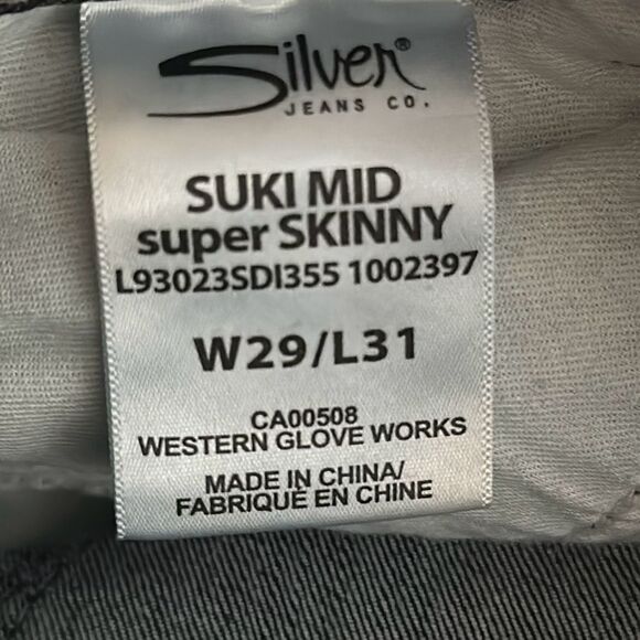 Silver Jeans Co. Suki Mid Super Skinny Jeans size 29x31 Fluid Denim - Picture 10 of 10